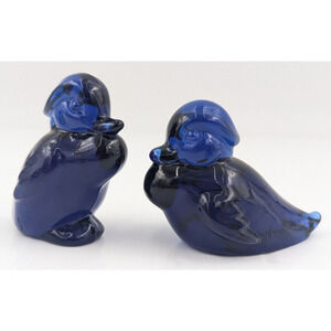 Heisey by Imperial Glass IG Duckling Figurine Pair Ultra Blue Ducks MCM Set of 2